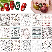 Weihnachts-Nagelaufkleber Set (24 Stile) – Wasserabziehbilder Mit Weihnachtsbaum, Schneemann, 3D-Design