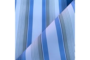 DISCOVER LIFESTYLE & FASHION FABRICS Tough Waterproof Aqua Tech Outdoor Canvas Marine Cordura Fabric Garden Furniture Seat Covers Deckchairs Gazebos Tents Table Top Bags Upholstery | 60 Inch - 150 cm | per Half Metre (Blue/White)