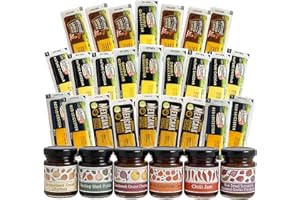 TOPLINE Luxury Cheese & Chutneys Selection for Hamper - 25 Individually Wrapped Cheese Portions in 5 Flavours with 6 x 35g Mini Chutneys Jars. Great for Lunch Box, Cheese Gift Set, Birthday Party Cheeseboard