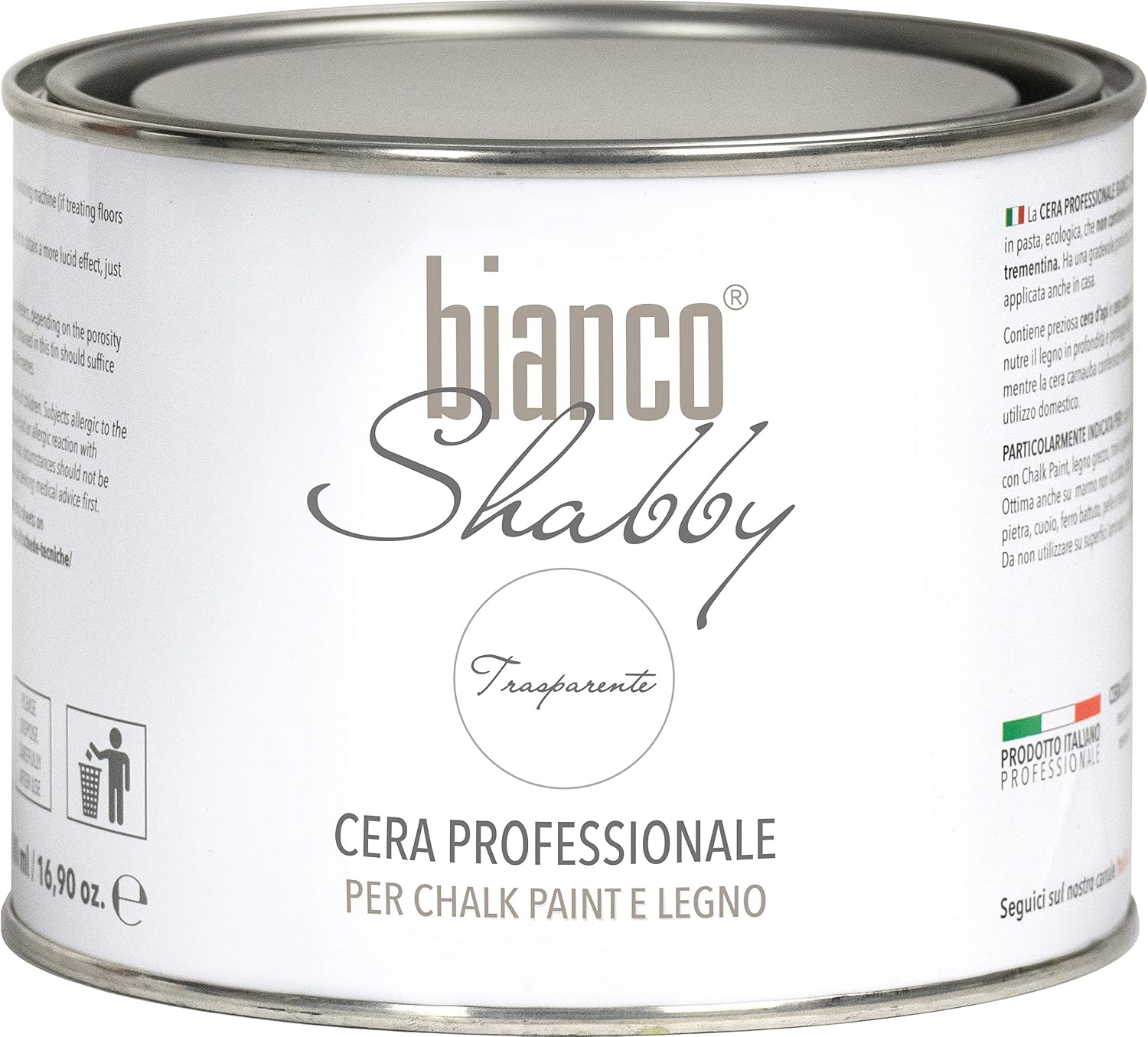 bianco Shabby Cera profesional transparente para decoración y restauración con cera de abeja y cera carnauba (500 ml)
