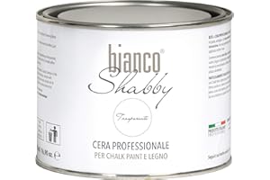 bianco Shabby® Peinture Craie Toutes Surfaces - 500 ml Cire Incolore Déco & Éponge pour Meubles en Bois - Mélange Cire d'Abeille & Carnauba, Chalk Paint Deco Meuble Vintage