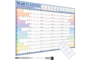 GLACIENT Juego de planificador de pared para año académico 2024-2025, tamaño grande A1 (87 x 59 cm), calendario de pared laminado para mediados de año, calendario de pared para el 24 de agosto de 2025,