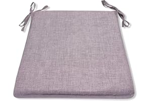 CnA Stores - Grey Set of 4 Kitchen Dining Garden Chair Cushion Seat Pads With Ties and Zipped Removable Covers (Hensley GREY)