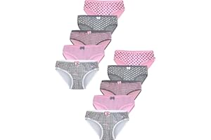 LOREZA ® 10 Slip in Cotone per Ragazze Intimo con Vari Motivi 2-15 Anni