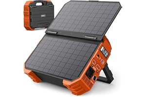 BROWEY Tragbare Power Station mit integriertem Solarpanel, 614WH/192000mAh LiFePO4-Akku-Pack, 600W-Solargenerator mit AC/DC/USB/PD-Ausgängen für Outdoor-Camping, Caravaning und Notfallvorbereitungen.