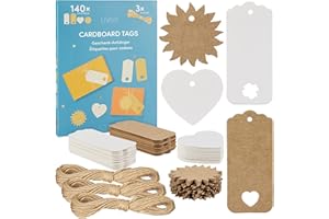 LIVAIA - Etichette regalo in carta kraft da scrivere: 140 ciondoli e corda di iuta – etichette regalo a forma di cuore, in carta kraft, chiudipacco natale