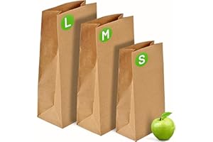 PWGOODS Brown Paper Bags - 50 Pack, Large 16.5 x 10 x 5.5 inches, 9.5kg Capacity, 70gsm Kraft Material, Takeaway Lunch Grocery Gifts