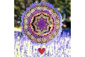 STEADYDOGGIE Wind Spinner 12 inches – 3D Stainless Steel – Laser Cut Metal Art Geometric Pattern - Hanging Wind Spinner, Kinetic Yard Art Decorations - Indoor/Outdoor Decor (Purplerain)