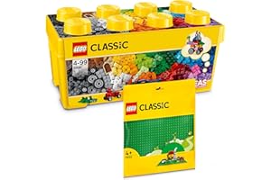 BRICK FLIP Lego Classic Boite de Briques + Lego Plaque Verte: Boîte de Lego Vrac & Plaque Lego 32x32, Lego Briques Vrac avec Plaque de Construction Lego pour Enfants à partir de 4 Ans - (Lego 10696 & 11023)