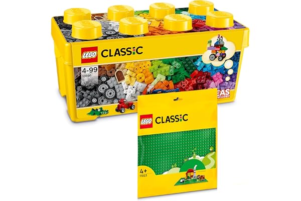 Lego Boîte de Briques Vrac & Plaque Verte 32x32 - Briques Lego Vrac avec Plaque de Construction pour Enfants à partir de 4 Ans