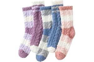 WORPICE Fluffy Socks - Fluffy Socks Womens 4-7, 5 Pairs Women Fuzzy Bed SOCKS Winter Fluffy Cozy Socks Slipper Socks for Ladies