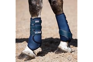 Masta Air-Flux Support Horse Boots - Schooling Training Neoprene Wrap Boot with 3D AirMesh for Horses - Soft & Comfort Extremely Lightweight Legs Protectors - Set of 2 - Navy Blue, Size Extra Full