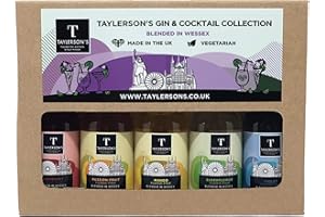TAYLERSON'S - THE BRITISH ARTISAN COFFEE, COCKTAIL AND PROSECCO SYRUP MAKER Taylerson's Gin & Cocktail Syrup Gift Set - Vegetarian, Artisan and Hand-Bottled. Ideal added to gin, prosecco or sparkling wine. British-Made - 5 x 50ml