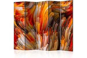 murando - Paravento Decorativo Monofacciale Colorato 225x172 XXL 5 Pannelli Divisori - Stampa su un Lato su Tela in TNT - Separe Divisorio per la Casa Simpatici Legno - Astratti a-B-0096-z-c