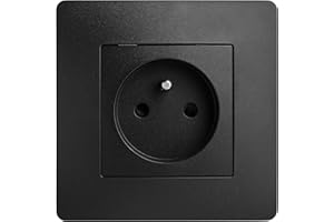 DEBFLEX - Caly - Prise Électrique 2P+T - Prise Murale 16A avec Terre - Plastique - Installation Encastrée - Noire - 85 x 85 x 41 mm