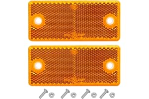 AGRISHOP Trailer Reflectors Pack of 2,E Approved,90x40x8mm,Reflective Reflectors Amber for RV Gate Posts Walls,Cat’s Eye Reflectors Screw Fit for Vans Car Caravan(Amber/Rectangular/2Pack)