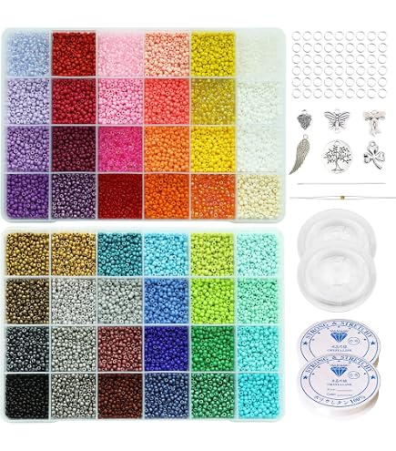 Set Perline Knorr Prandell - 15 Tubetti Di Perline Roiunde In Vetro Opaco, Diametro 2.5 Mm, Con Filo E Chiusure