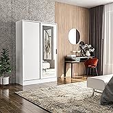 Berceste Beyaz 2 S&uuml;rg&uuml; Kapaklı Aynalı 8 B&ouml;lmeli Dolap Gardırop