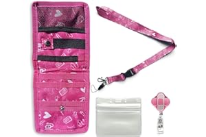 TSF All for All, Salvabolsillos Enfermería Rosa + Llavero Extensil para Tijeras Enfermería + Lanyard Portatarjetas identificación.