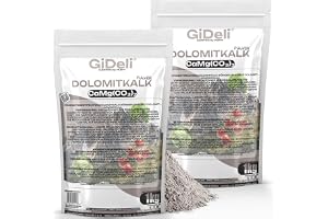 GiDeli Dolomitkalk 2x1 kg – Gräskalk för vårpuder: Höjer jordens pH-värde – Trädgårdskalk för bättre jordstruktur – Motverkar