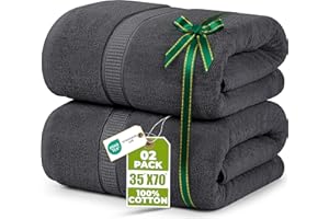 Utopia Towels - Premium Jumbo Bath Sheet (90 x 180 cm, 2 Pack) - 100% Ring Spun Cotton Highly Absorbent and Quick Dry Extra Large Bath Sheet - Super Soft Hotel Quality Towel (Grey)