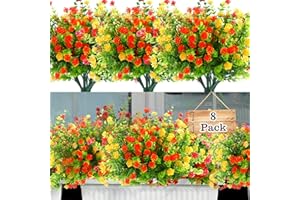 ALAGIRLS Sztuczne kwiaty, 8 sztuk, sztuczne kwiaty, eukaliptus, dekoracyjne, odporne na promieniowanie UV, plastikowe bukiety kwiatów, do użytku wewnątrz i na zewnątrz, do ogrodu, na okno, wesele,