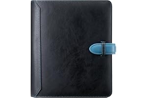 Rubywoo Journal Travel Composition Notebook Round Ring Binder Button Planner Organiser Personal Memo Calendar Premium Thick Paper (A5, Black)