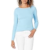 Amazon Essentials Maglione Aderente con Scollo a Barchetta a Maniche Lunghe Leggero a Coste Donna