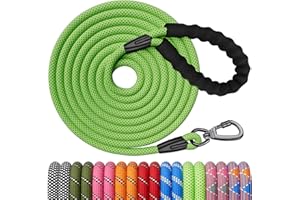 Kdsvakd Training Lead For Dogs, 4.5m / 15ft Long Rope Dog Lead with carabiner clip and padded handle, Recall Durable Lead Duty Check Cord For Puppy, Small, Medium, Large Dog Green