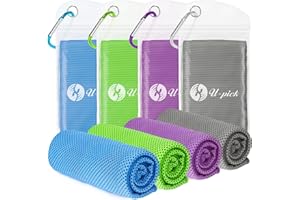U-pick 4 Packs Cooling Towels (40"x 12") for Neck, Instant Cool Ice Rags for Sports, Soft Breathable Chilly Towel for Yoga, Gym, Workout, Camping, Fitness, Beach, Travel & More Activities