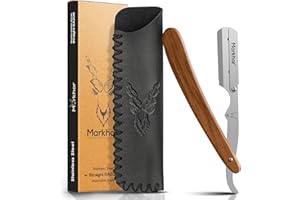 MARKHOR® Rose Wood Polish - Cut Throat Razors for men, Premium Quality Straight Razors for Men - Professional Barber Razor, Straight Edge Razors