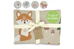 ‎NIDITO nidito Hochwertige Bio Babydecke Baumwolle Beige Fuchs - 100% GOTS Bio-Baumwolle - 80x100 cm - herrlich weich | Babydecke Mädchen Junge | Baby Wolldecke | Kuscheldecke | Baby-Geschenk zur Geburt