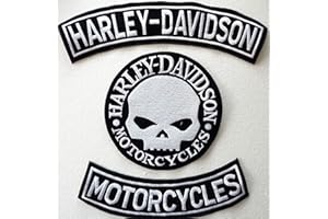 GENERICO Generic Set of 3 Patches, Large Arch Harley Davidson - Motorcycles + Silver Skull