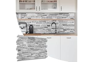 NOVECRAFTO Natural Stone Effect 3D Wall Panels - 10 Sheets Covering 49.6 sqft (4.61 sqm) Decorative PVC Plastic Cladding Panel Size 37.79 x 18.89 in (96x48 cm) – Grey Natural Stone Brickwork Pattern