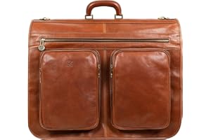 Leather Garment Bag Suit Duffel Slim Carry-on Suitcase Dress Protection Bag Brown – Time Resistance