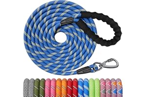 Kdsvakd Rope Dog Lead, Strong Dog Lead With Swivel Lockable Hook And Soft Padded Handle, Durable Dog Leash For Puppy, Small, Medium, Large Dog Camping Walking (Blue, 15ft)