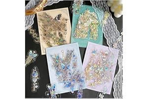 Arpaper Scrapbook Accessories Stickers 80 pezzi Laser Bullet Journal Sticker PET Scrapbooking Accessori Resina Glitter Set Scrapbooking Adesivi Adesivi (Gioielli) Decorazione per Matrimonio Album