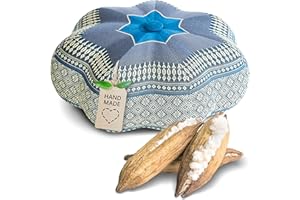 ‎LIVASIA livasia Meditationskissen Stern - Ø 30x15cm - Yogakissen mit Kapok, Pouf, Bodenkissen sternförmig Yoga Zen Meditation, Zafukissen für Garten und Balkon, Sitzkissen handgefertigt