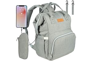 NEVEQ Baby Wickelrucksack, Babytasche für Reise, Wickeltasche Große Kapazität, Multifach Reise Rucksack Wasserdicht Fächer Babyflaschehälter