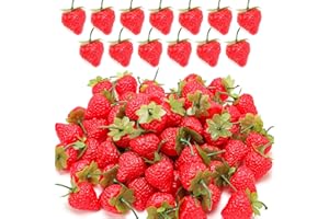 Meiwlong 30 PCS Künstliche Erdbeere Simulation Erdbeeren Gefälscht Lebensecht Rot Requisiten Dekoration Faux Kunststoff Erdbeere Klein Früchte Party Urlaub Fest Haushalt Küche