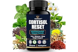 NuetonHealth Advanced Cortisol Reducing Supplement for Stress Balance – Cortisol Cleanse for Weight Loss with Ashwagandha, Theanine, Rhodiola, L‑Tryptophan & Saffron – 60 Capsules