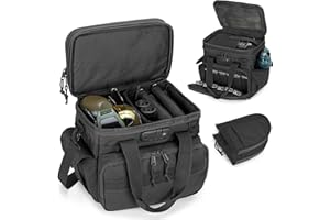 GOBUROS Taktische Waffen-Range-Tasche mit 2 kleinen Pistolentaschen, Waffen-Reisetasche mit TSA-Schloss und 12 Magazinfächern, mehrere Taschen für Jagd- und Schießstandausrüstung