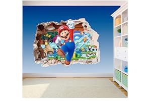 SOLO SIGNS UK Super Mario Brothers - Adesivo in vinile stampato 3-3D per camera dei bambini, dimensioni super, 1200 x 855 mm