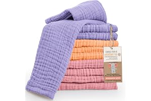 LAYNENBURG Set med 10 premium babyspottlinnen i extra mjuk chiffong - 100 % bomull - 30 x 50 cm - Oeko Tex 100 - chiffonglinne som gasväv eller tygblöjor (flerfärgad flicka)