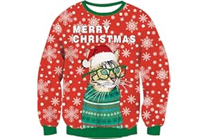 TUONROAD Brzydki świąteczny sweter 3D dzianinowy sweter bożonarodzeniowy dla mężczyzn/kobiet S-XXL