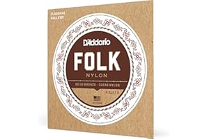 D'Addario Cordes en nylon pour guitare folk D'Addario EJ33, extrémité à boule, bronze 80/20/cordes aiguës en nylon translucide