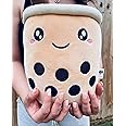 TENGOKU No Wrinkles 15" Cute Soft Boba Milk Tea Stuffed Cup Plushie - Authentic Kawaii Decor Cartoon Bubble Tea Squishy Toy for Kids (Happy Boba)