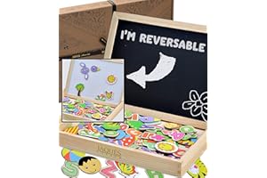 Jaques of London Magnetic Art Board with Magnets for Kids | Activity Wooden Toys for 3 4 5 Year Olds | Reversible Magnetic Drawing Board with Chalk Board for Kids | Since 1795