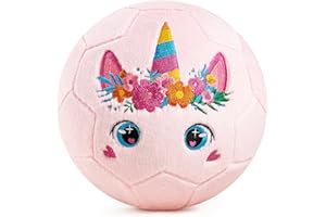 U&C Planet Pelota de fútbol Blanda y Suave tamaño 3 para niños de 1 a 6 años: diseño de Unicornio con Bomba Manual, Juguete de fútbol silencioso para niños pequeños