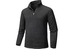 Tansozer Men's 1/4 Zip Long Sleeve T-Shirts Micro-Fleece Golf Tops Quick Dry Running Gym Activewear